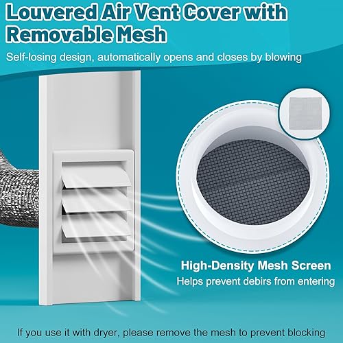 Miniatura 6 de Chiligent Kit de ventilación de ventana, puerto de ventilación universal para conductos de 3 y 4 pulgadas, kit de sellado de ventana ajustable con