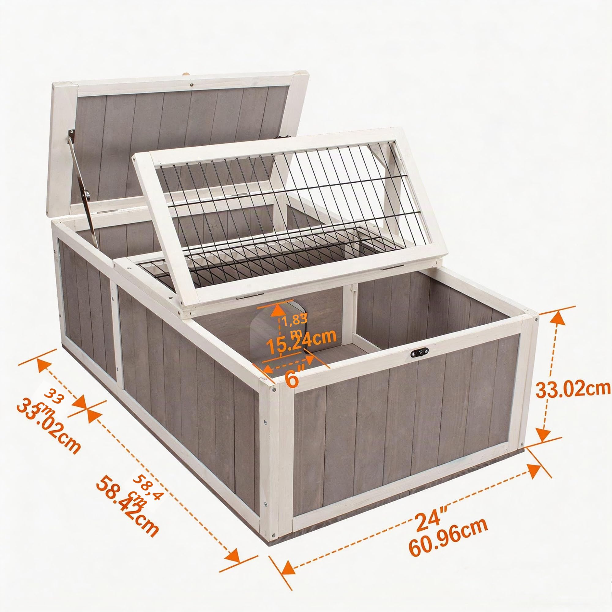 Schildkrötenhaus aus Holz, Schildkrötengehege mit Haupthäusern, aufklappbare Oberseite, Outdoor-Reptilienkäfig, Terrarium für Schildkröten, Reptilien, Eidechsen, Schlangen, 91.5 x 61 x 33 cm