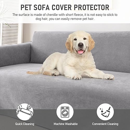 Miniatura 65 de Funda de sofá impermeable para mascotas, extra ancha, resistente al agua, lavable, para 3 cojines, a prueba de arañazos, para perros y gatos, 95 x