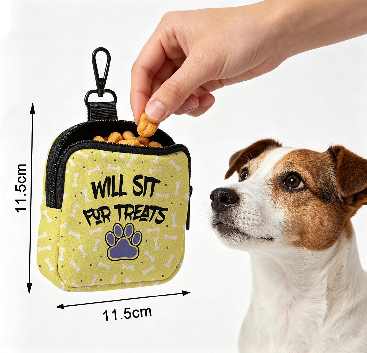 CMNIM Will Sit for Treats bag Funny Dog Treat Training Pouch Pet Snack Holder Small Portable Paw Design Dog Walking Bag (26630 Will Sit ...Treats) image 2