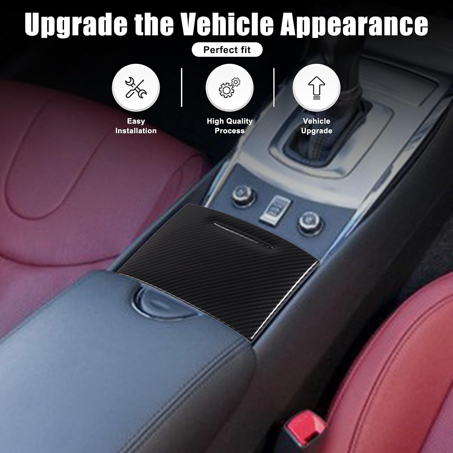 Center Console Cup Holder Storage Box Organizer Frame Cover Compatible with 2009-2013 Infiniti G25 Infiniti G37 Center Cup Holder Panel Trim Cover Accessories (Carbon Fiber Pattern) image 3