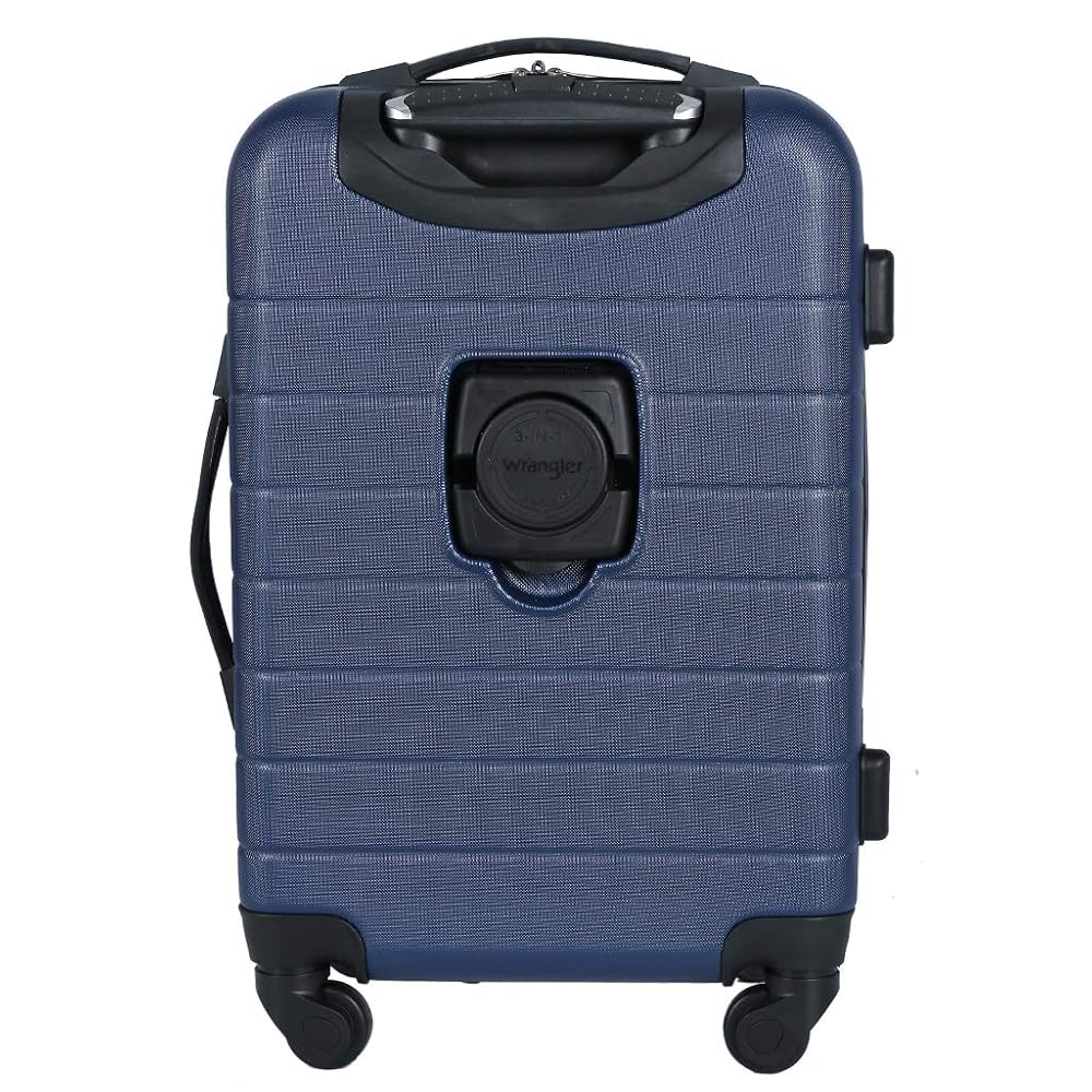 Wrangler Smart Spinner Hardside Luggage, 22-Inch Carry-On, Navy Blue