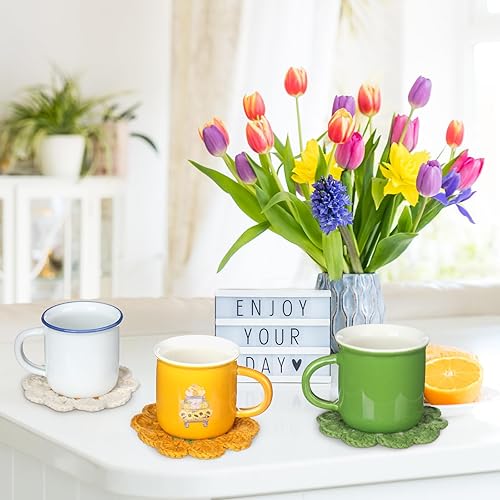 Miniatura 3 de 12 posavasos de ganchillo hechos a mano con flores, tapetes de punto para tazas de té, suministros de fiesta de té, divertidos y lindos posavasos