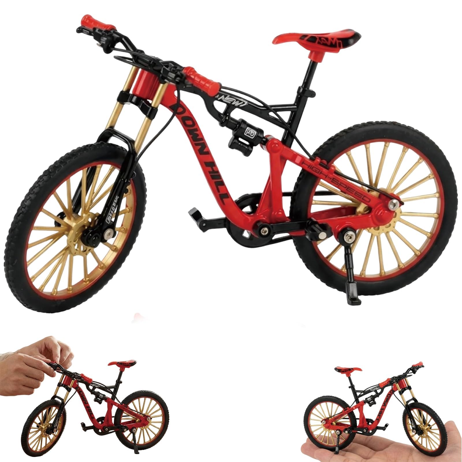 KxrTpx Finger Bike, Mountain Bike Gifts for Men, Desk Decor for Cycling Enthusiasts, Stress Relief Miniature Model with Moving Parts, Compact Display Piece for Home and Office Use