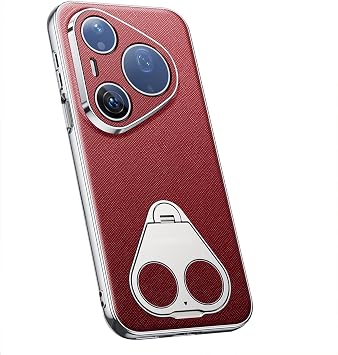 Leather Case for Huawei Pura 90 Pro Max/90 Pro/90, Dual Finger Ring Litchi Texture Case Wrap Lens Shock Absorbing Cover,Red,90 Pro Max