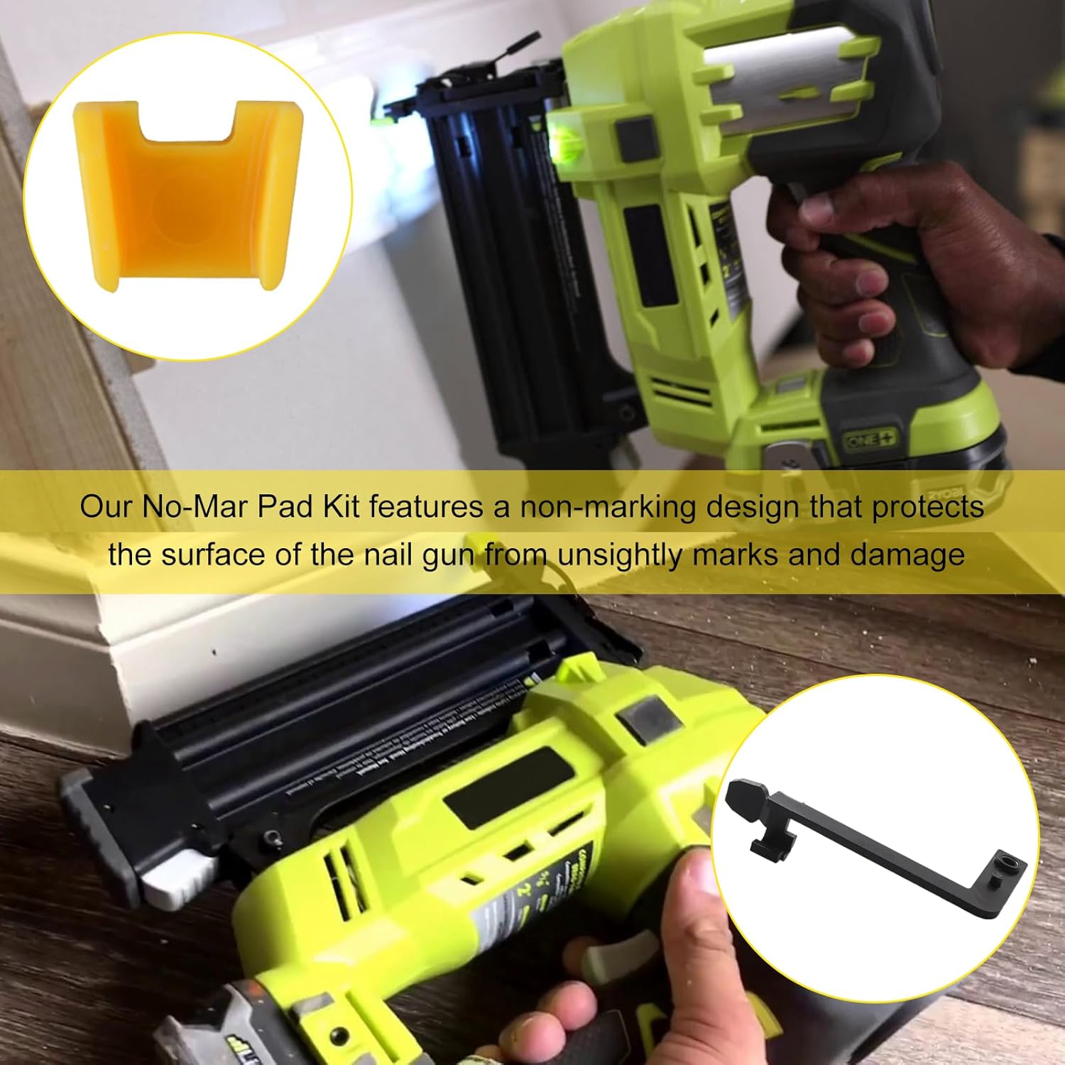 Nailer Parts 525814001 No-Mar Pad(5 Pack) & 079007001084 Work Contact Element for Ryobi P320 P360 Cordless Brad Nailer Parts Replacement
