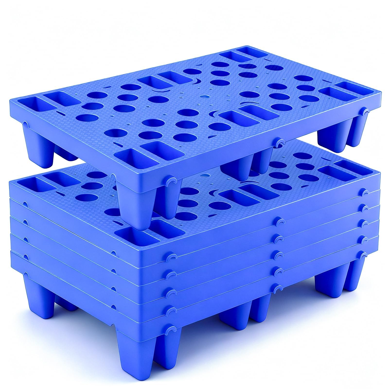 6pcs-Palés Plástico Ligeros, palé ligero con rejilla transpirable para supermercados, restaurantes, tiendas, almacenes, sótanos, 50 x 30 x 10 cm
