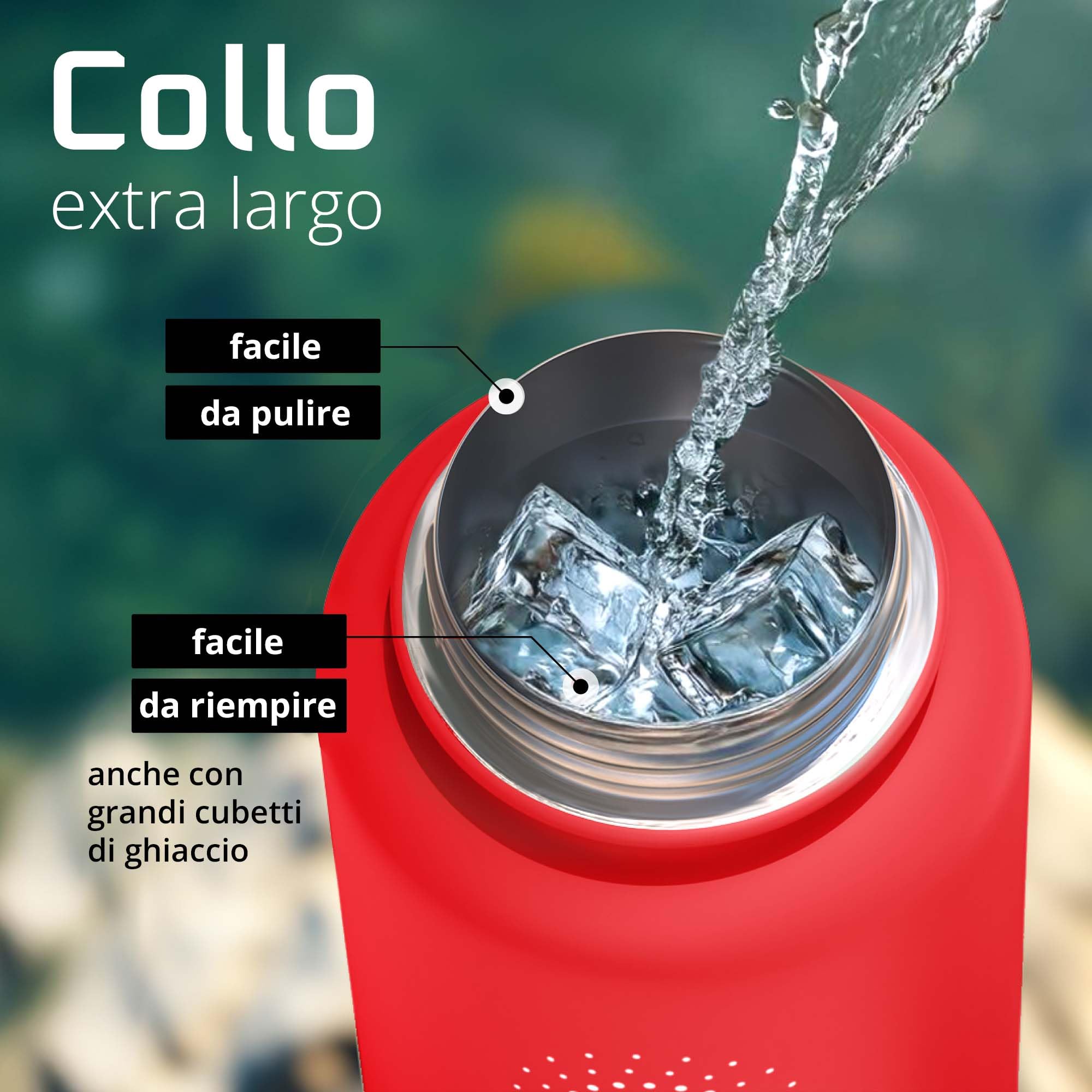 Bottiglia Acqua Termica INOX ACTIVE FLASK + Cannuccia (3 Tappi), Senza BPA, 1l/500ml | Borraccia Isotermica Acciaio - Caldo/Freddo, Ufficio Outdoor Sport Bicicletta viaggio fitness, Caffe Te