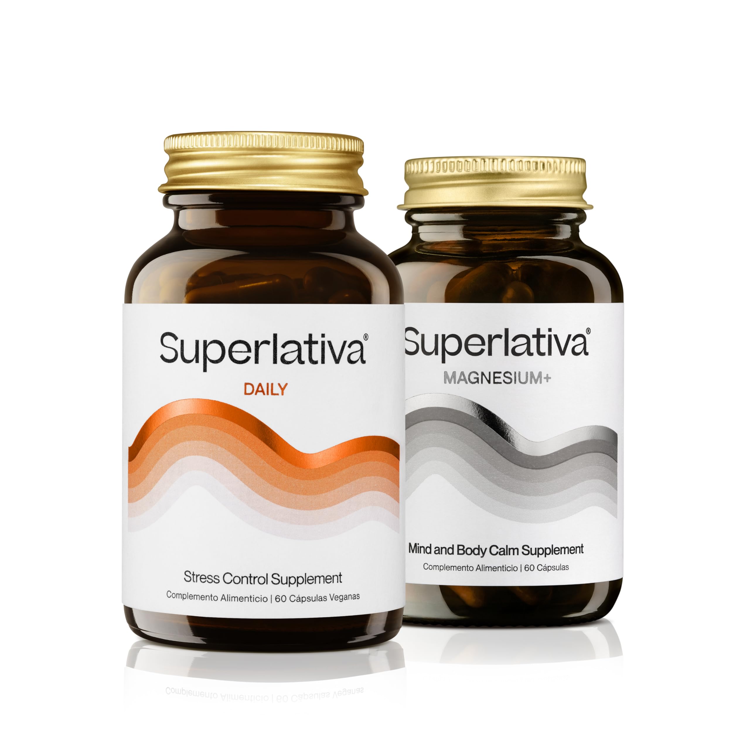 Superlativa Pack Estrés y Sueño Ashwagandha Sensoril + Magnesio Bisglicinato ATAMg – Relajación Mental, Descanso Profundo y Energía – 120 Cápsulas Veganas