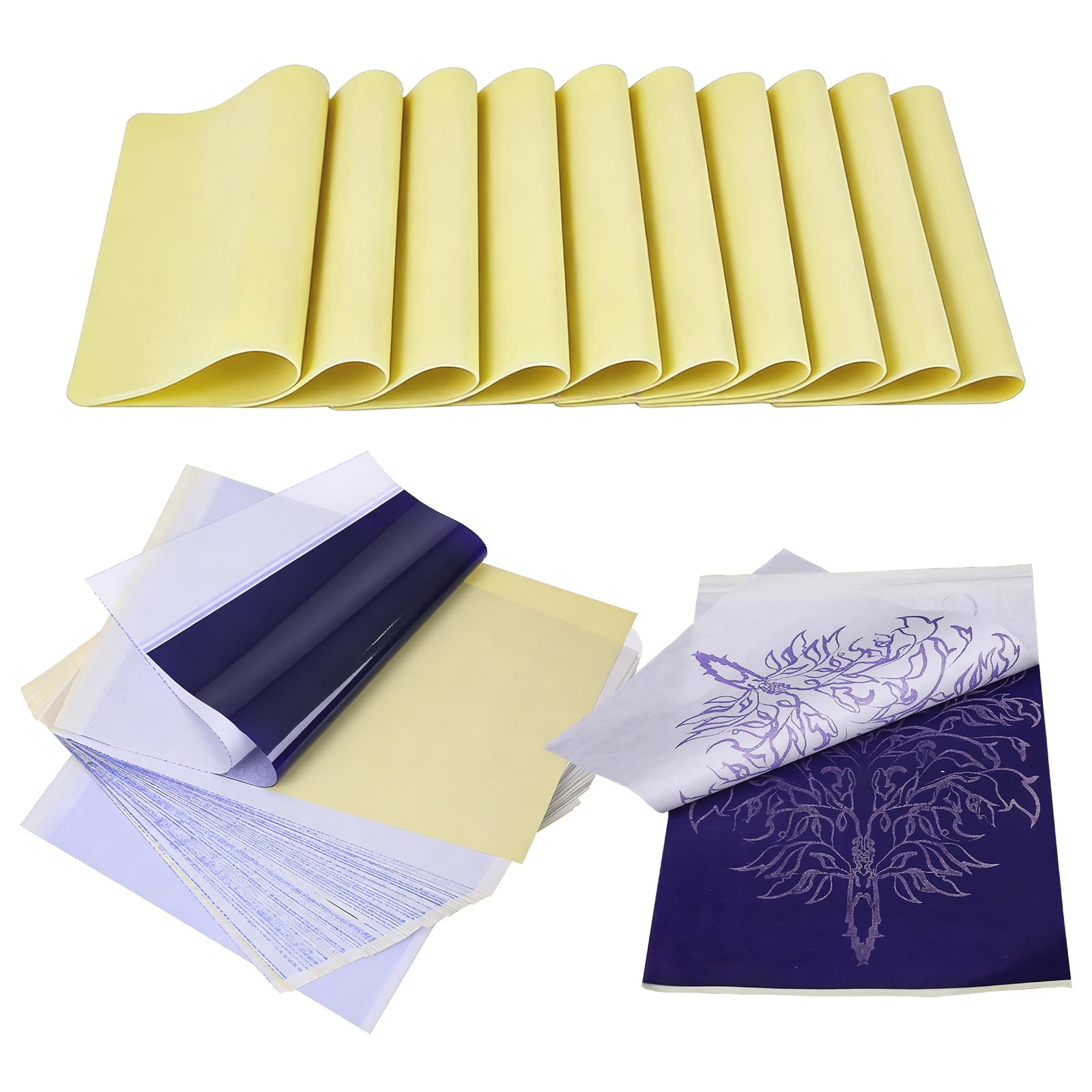 3MM Tattoo Practice Skin with Transfer Paper - 40Pcs Tattoo Fake Skin and Stencil Paper Kit Includes 30Pcs Thermal Paper and 10Pcs Double Sided