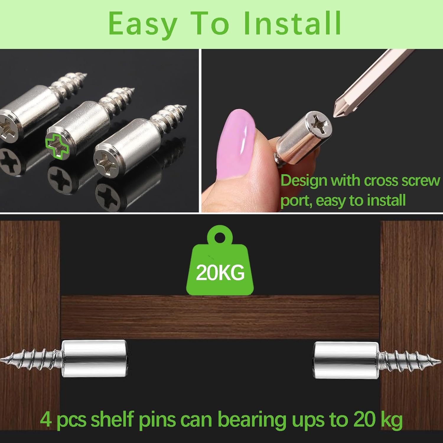 12 PCS Self-Tapping Screws Cabinet Laminate Support Shelf Pins with Transparent Anti-Slip Silicone Sleeve Shelf Support Pegs for Shelves Wooden Kitchen Cabinets Bookcases Wardrobes Glass