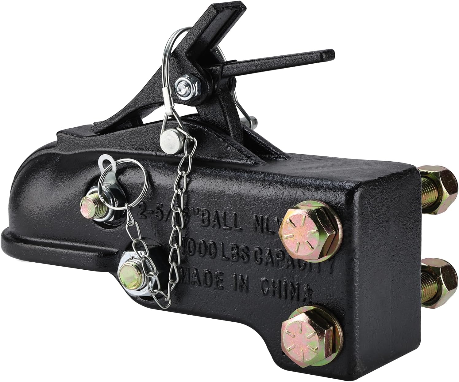 NovelBee 2-5/16" Ball Adjustable Trailer Coupler,Heavy Duty Channel-Mount Trailer Coupler with Hardware Kit,Capacity 21,000LBS