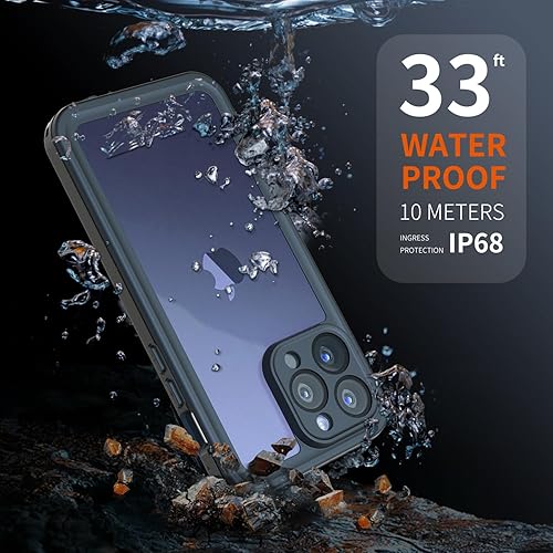 Miniatura 5 de inkolelo Funda impermeable compatible con iPhone 15 Pro Max, protector de pantalla integrado de cuerpo completo con correa flotante, funda