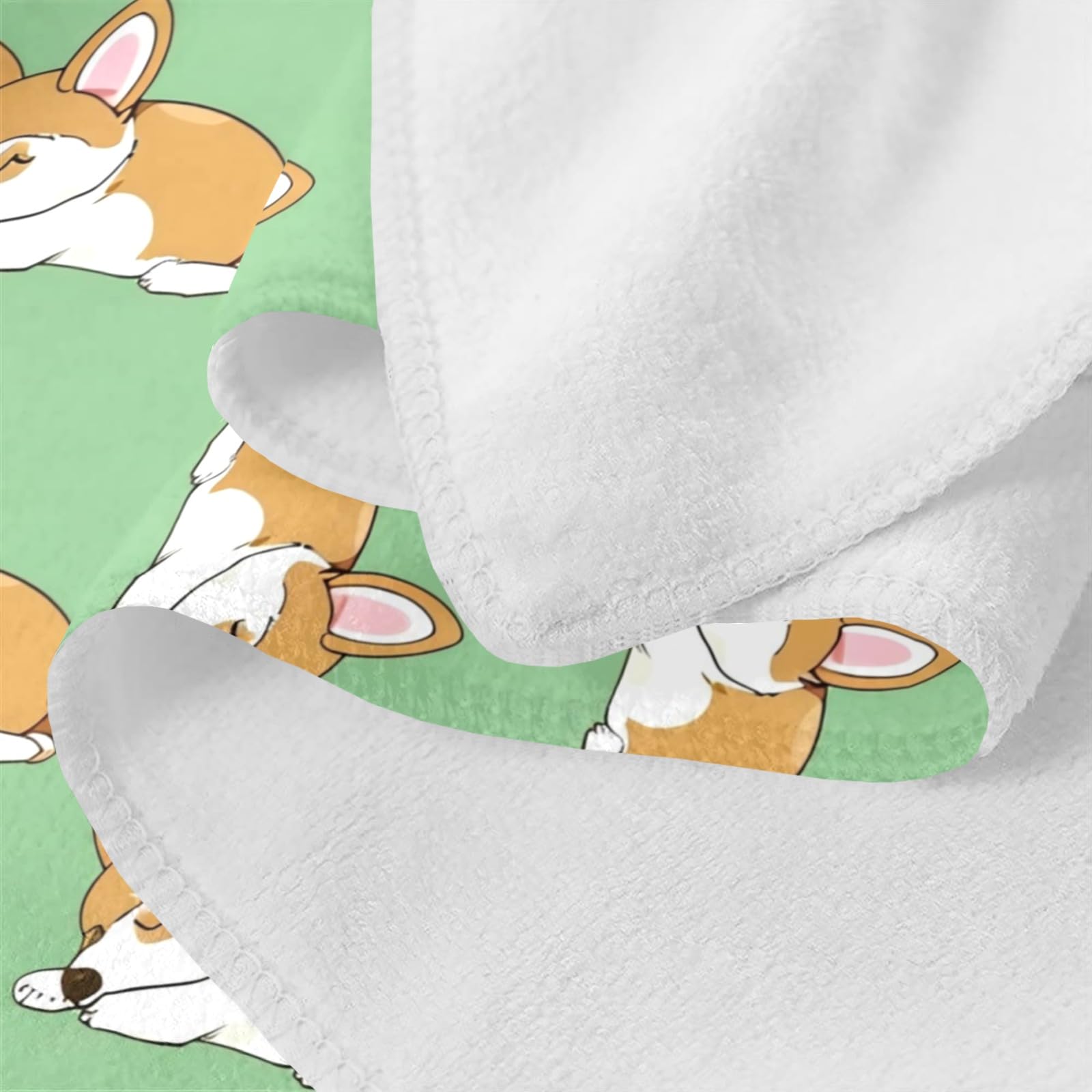 Corgi ręcznik kąpielowy do spania, zestaw 3 szt., uroczy ręcznik kąpielowy dla psa, ręcznik do rąk i myjka do hotelu, spa, łazienki
