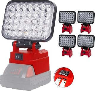 4-Pack Cordless LED Handheld Flashlight, Compatible with Milwaukee 18V Battery Work Light, 45W 4500Lumens Emergency Light, for Home Renovation, Garage, Workshop, Repair(Battery Not Included)