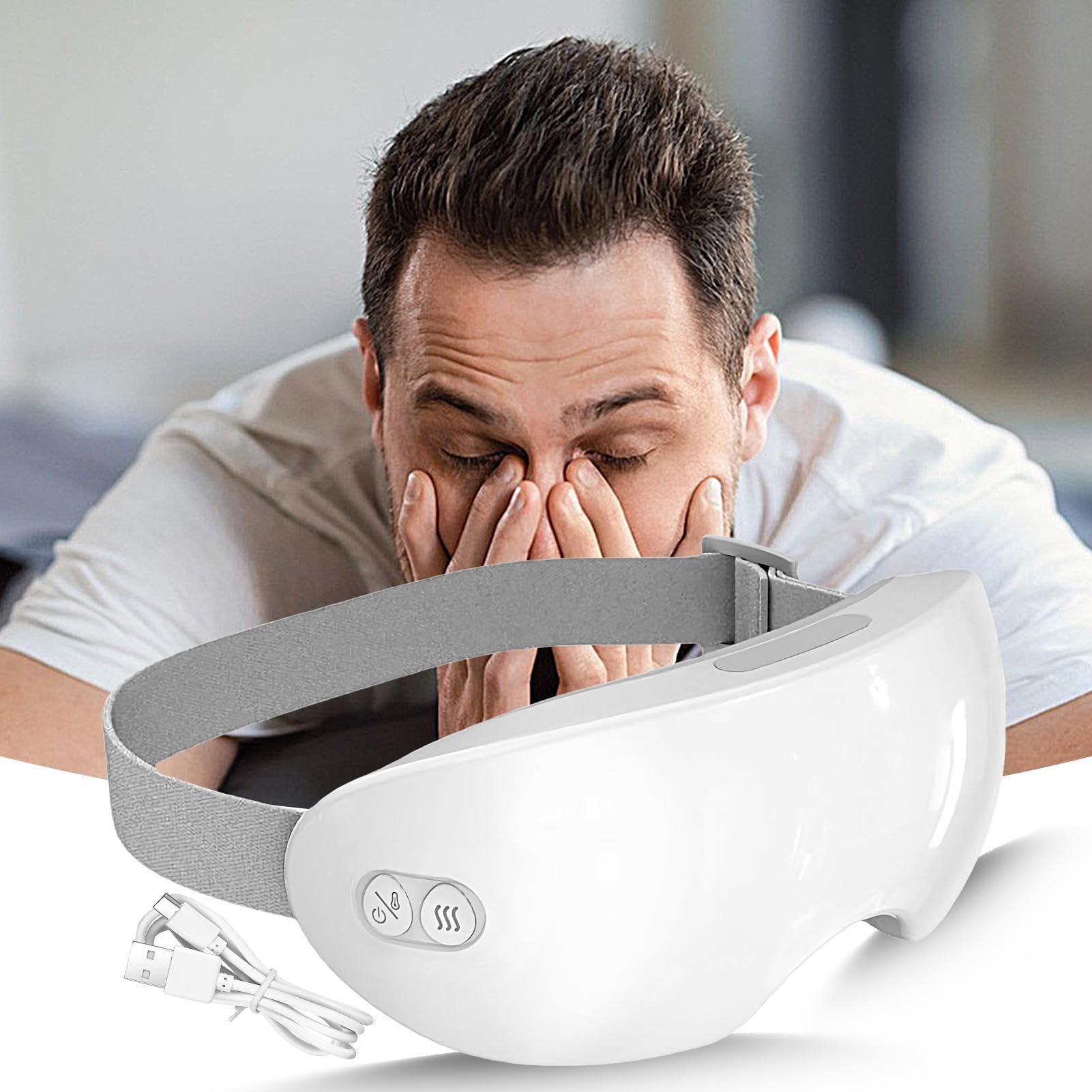 Masque Oculaire Massant Masque Oculaire Thermo-Régulé avec Chaleur | Compresse Chaude Froide Réglable Apaisant Confortable pour Nuit Insomnie Cadeau