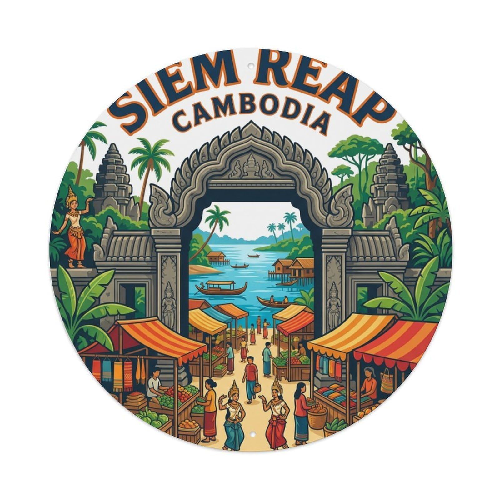 Retro Travel Cambodia Siem Reap Metal Tin Sign