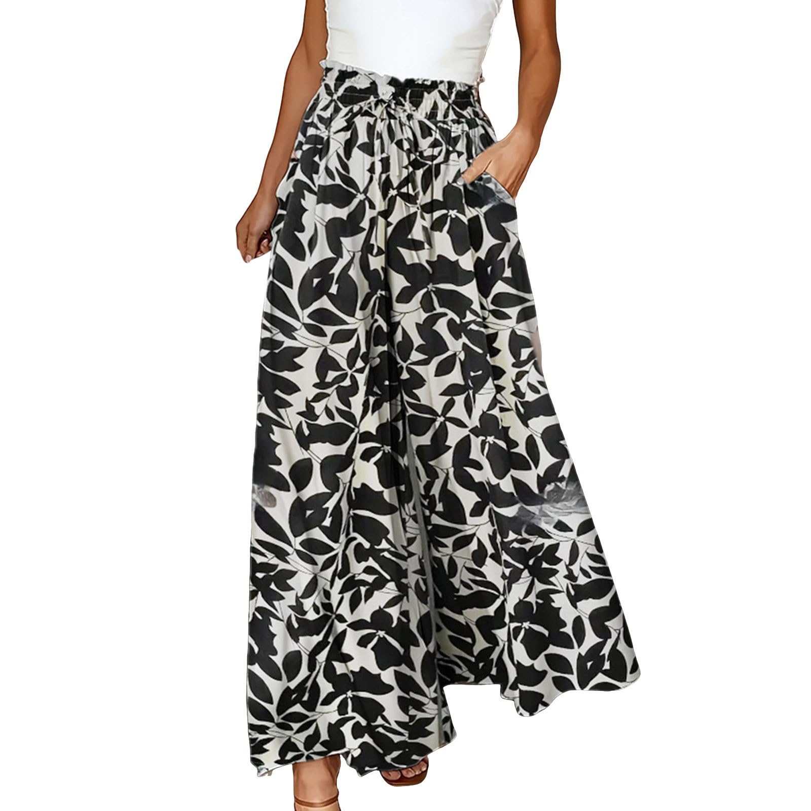 Pantalon Femme Jambe Large Taille Haute - Satin Doux, Style Boho, Pour Plage, Yoga, Vacances, Confortable Et élégant
