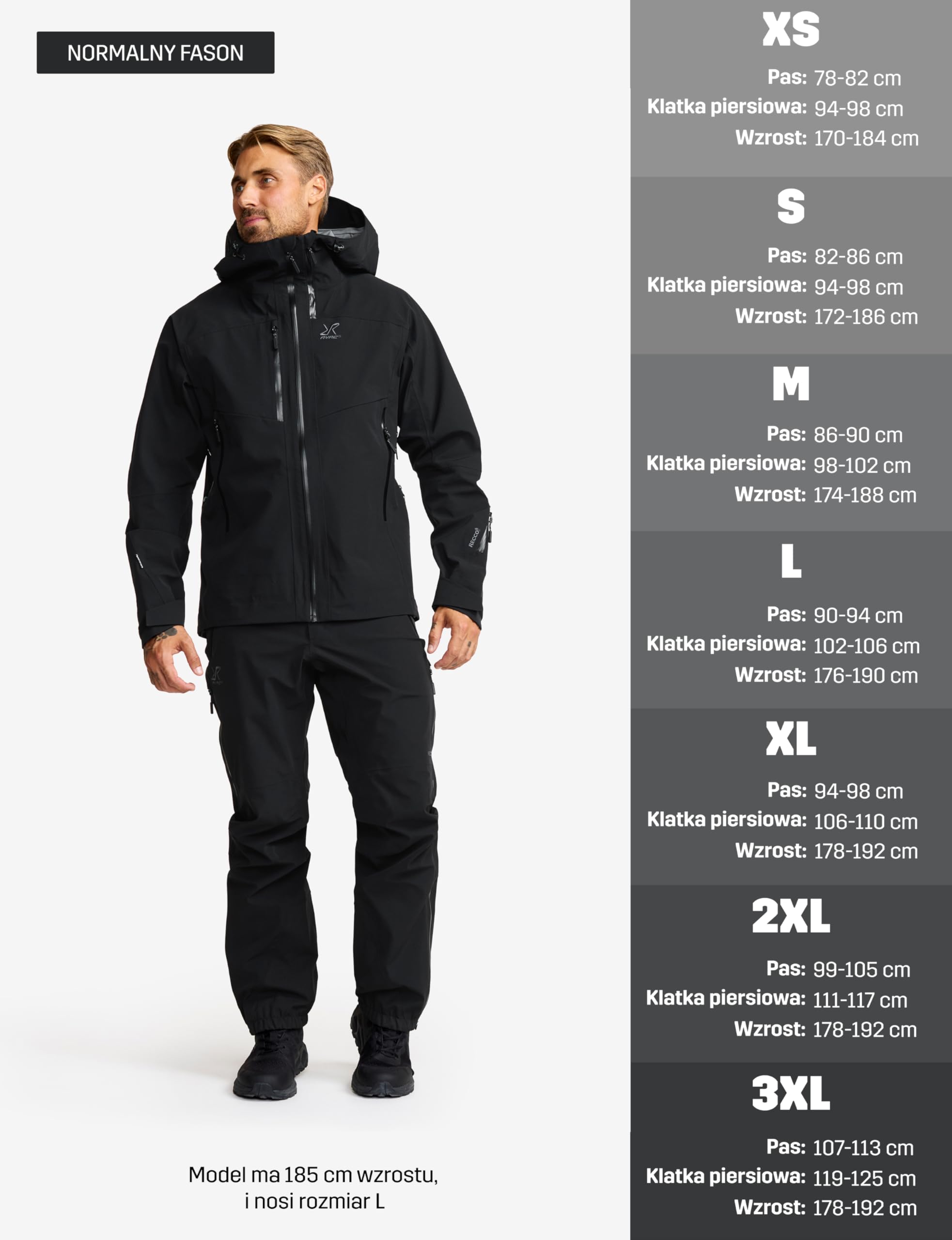 RevolutionRace Cyclone 3L Shell Jacket Męska, Wodoodporna kurtka z reflektorami Recco do wędrówek