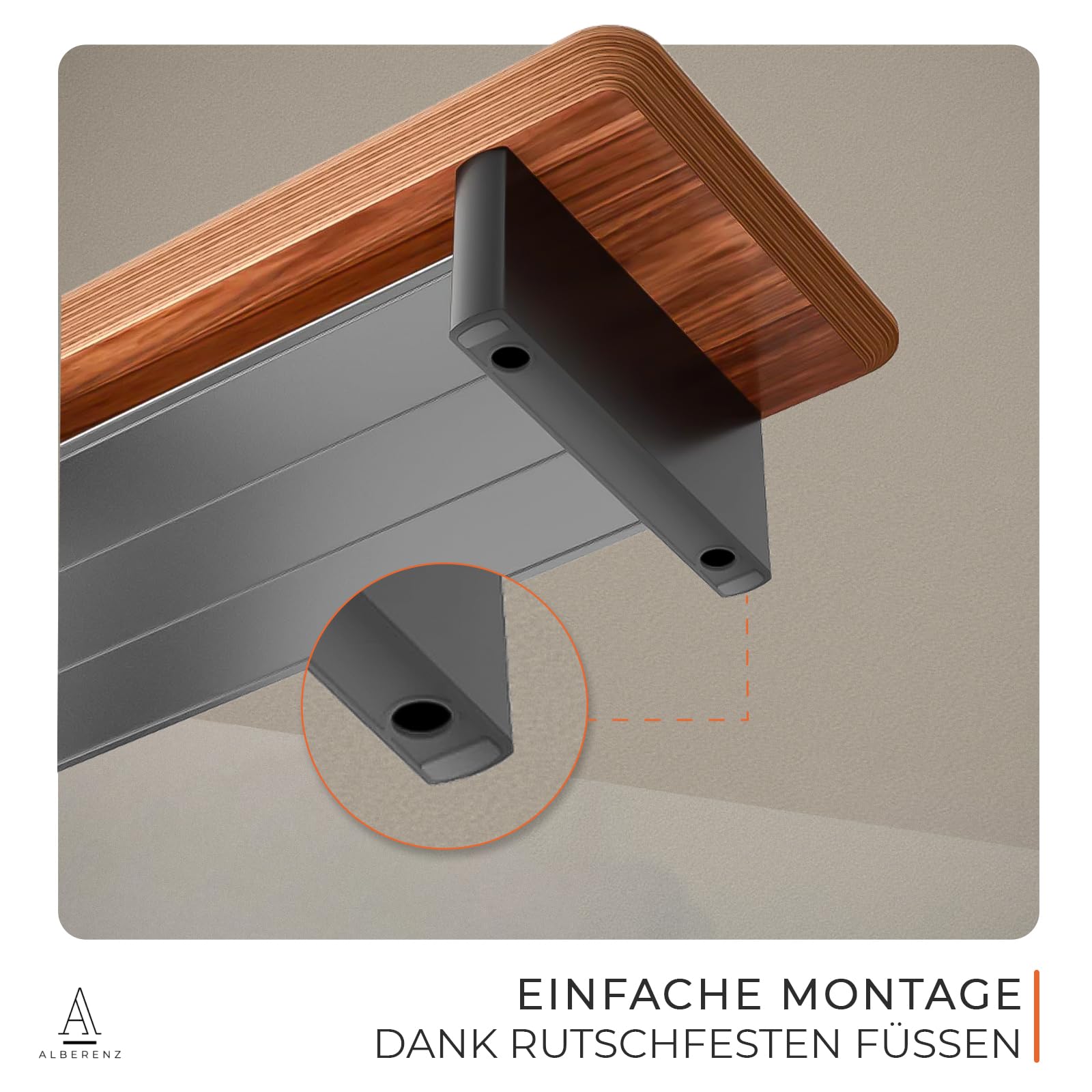 Alberenz® Monitorstandaard van walnoothout – Ergonomische schermstandaard voor 1 monitor tot 35 inch, met geïntegreerd kabelbeheer