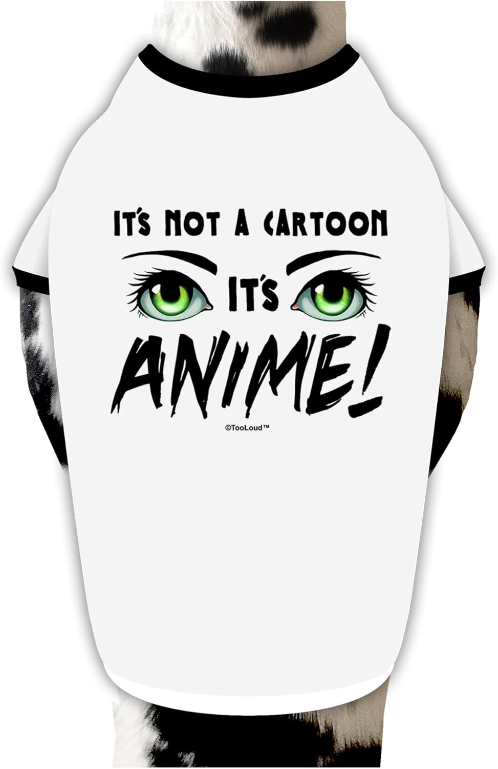 TOOLOUD Not A Cartoon Eyes Green Dog Shirt White with Black XL