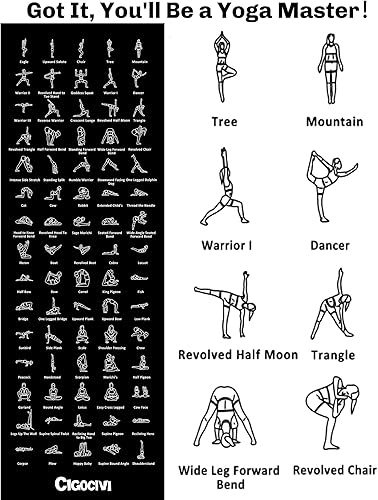 Miniatura 2 de Instructional Travel Yoga Mat with 75 Asanas Poses & Exercises - Christmas Gifts for Wife and Girls, Non-slip Exercise Mat for Home Workout,