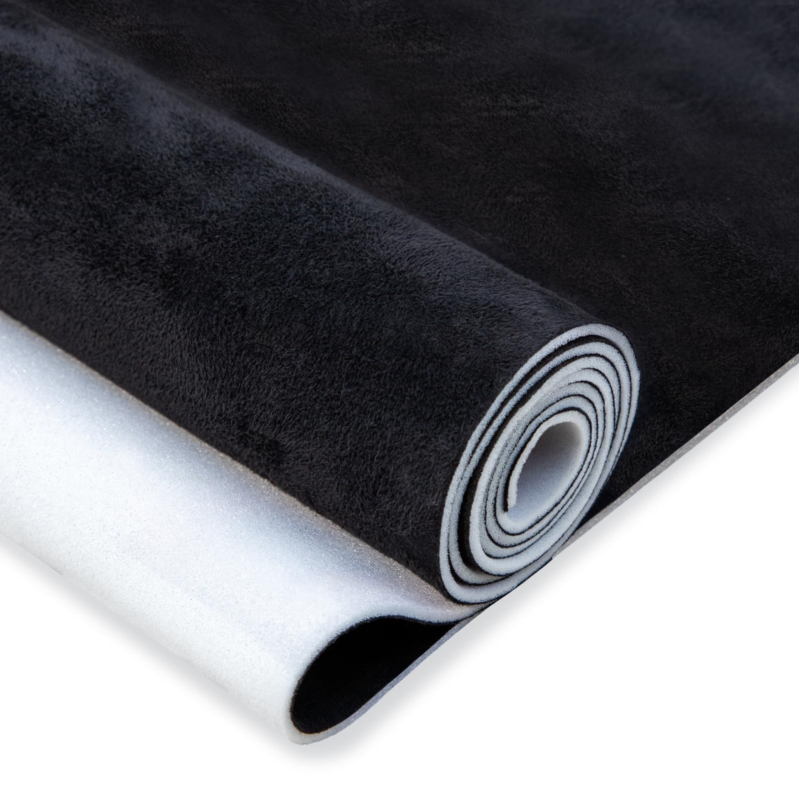 Hiksuky Suede Auto Headliner Fabric 120" L × 60" W with Foam Backing - Black Interior Replacement Material for Car/Truck/SUV/RV Roof, Tube Packaging - Home Repair/DIY Headliner Material