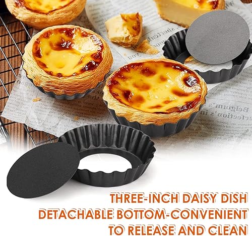 Miniatura 4 de Cyimi 16 piezas de mini moldes para tartas, sartén para quiche de 4 pulgadas, antiadherente, extraíble, mini moldes para tartas, quiche, pasteles de