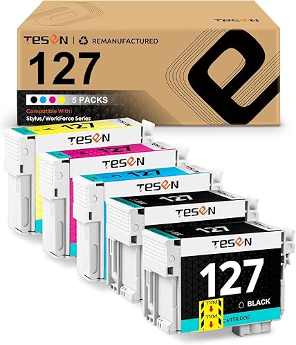 Miniatura 1 de TESEN Cartucho de tinta remanufacturado 127 T127 para Epson 127XL T127 XL de alto rendimiento para Workforce 545 845 645 WF-3540 WF-3520 WF-3530