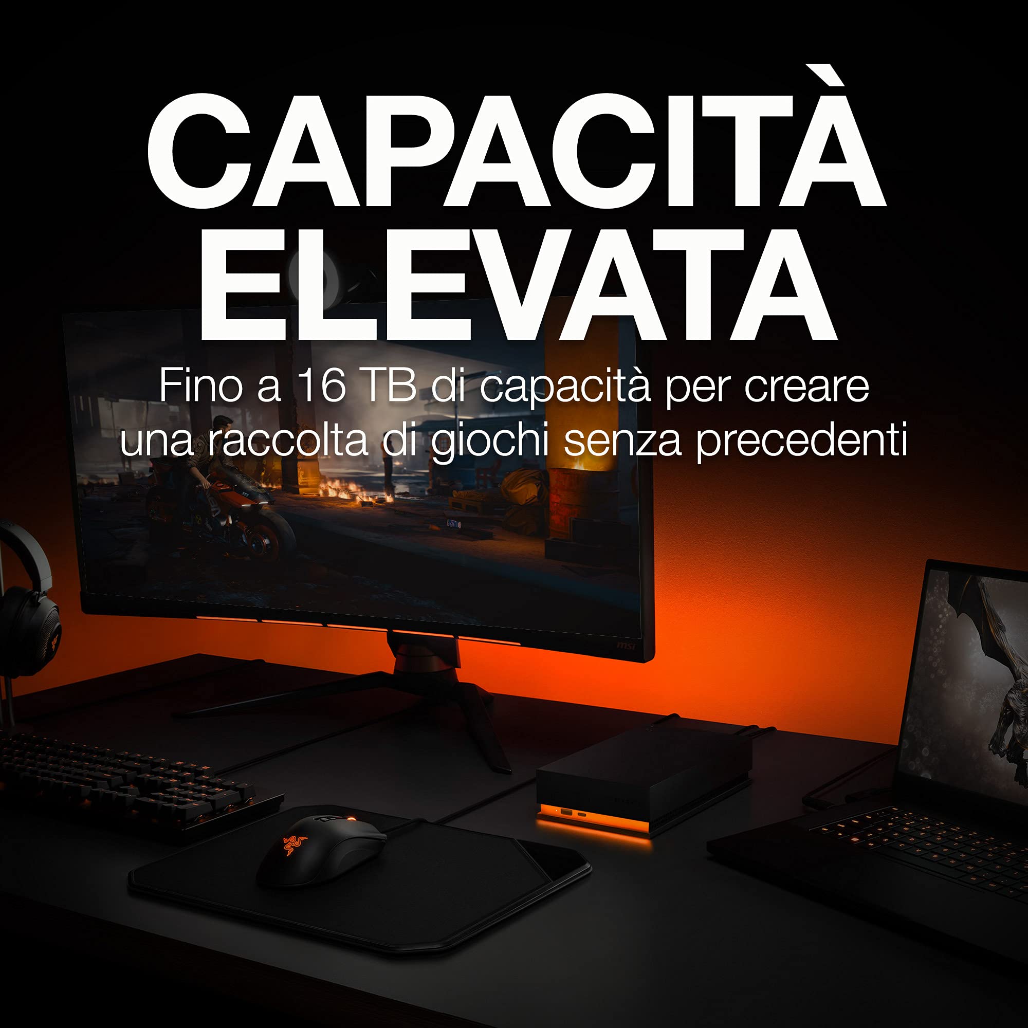Seagate FireCuda Gaming Hub 8TB, Hard disk esterno, per PC & PC Portatili, USB 3.2, Data Rescue Service (STKK8000400)