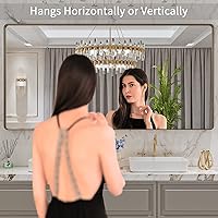 Vista 339 de LOAAO - Espejo de baño con marco de metal negro de 28x36 pulgadas para pared, espejo de tocador de baño negro mate estilo granja, antióxido, se