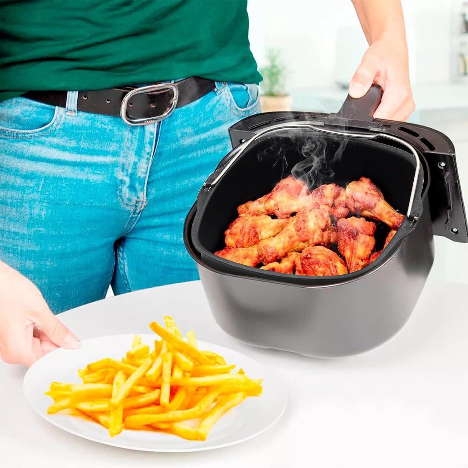 6.89 inches Air Fryer Cake Pan, Non-stick Air Fryer Cake Barrel Air Fryer Cake Pizza Baking Pan for Instant Pot Cake Baking Tray Basket Air Fryer Accessories (6.89'') - Image 5