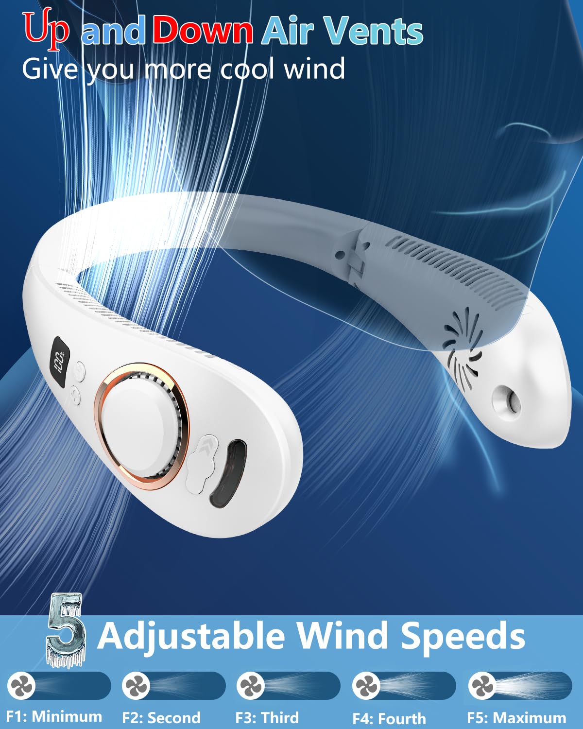Ventilateurs de cou qui soufflent de l'air froid, ventilateur de cou brumisateur alimenté par batterie rechargeable, pliable, sans feuilles, mains libres, refroidisseur USB, mini brumisateur d'eau