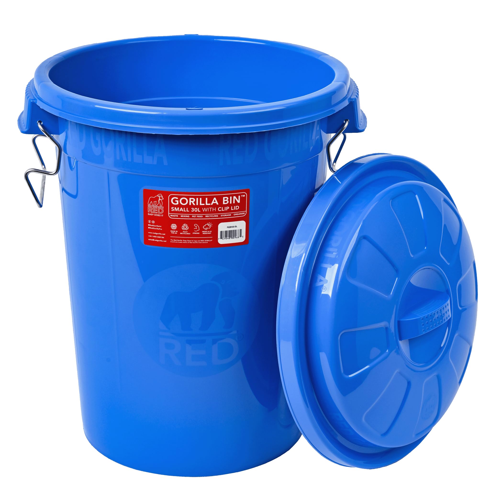 Gorilla Bin 30L with Clip Lid Stackable Storage Waste Bin Indoor Outdoor Garden