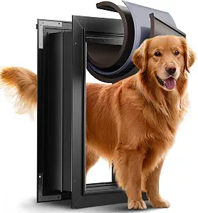 Large Dog Door for Wall, 3-Flap Insulated, All Aluminum, Black