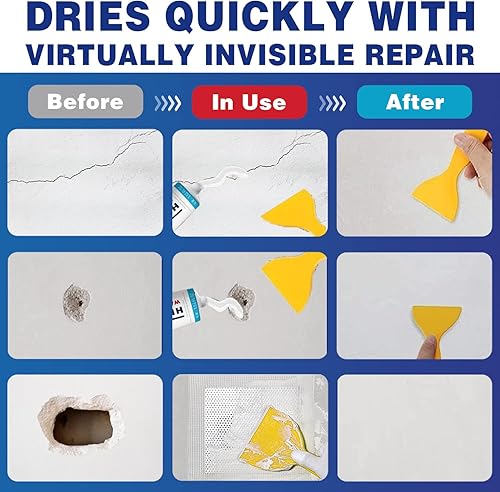 Miniatura 3 de Kit de reparación de parches de pared, kit de reparación de pared Spackle con parches de reparación de pared de 2 pulgadas, masilla de reparación de