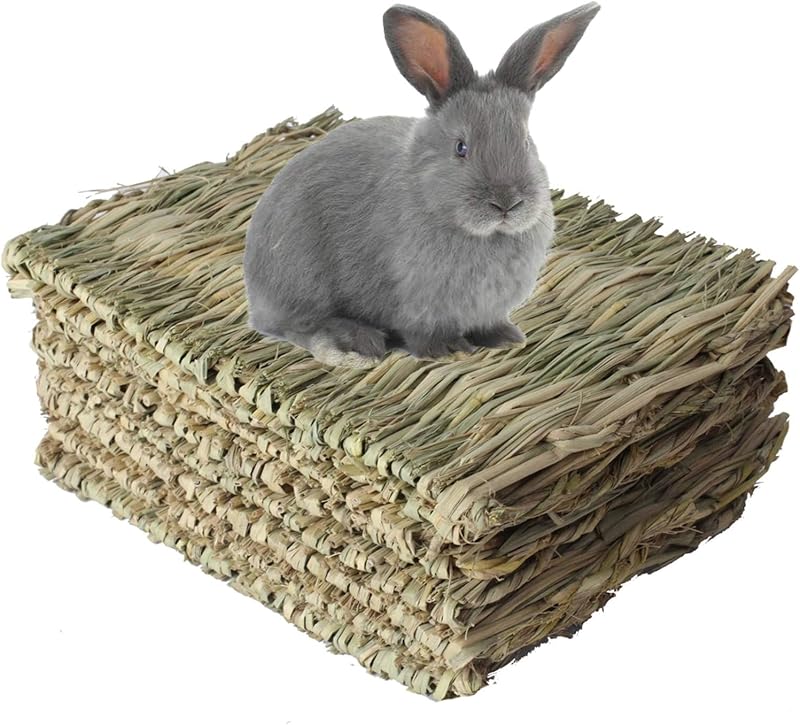 Tapete de capim natural trançado para coelhos e pequenos animais kathson 8 unidades
