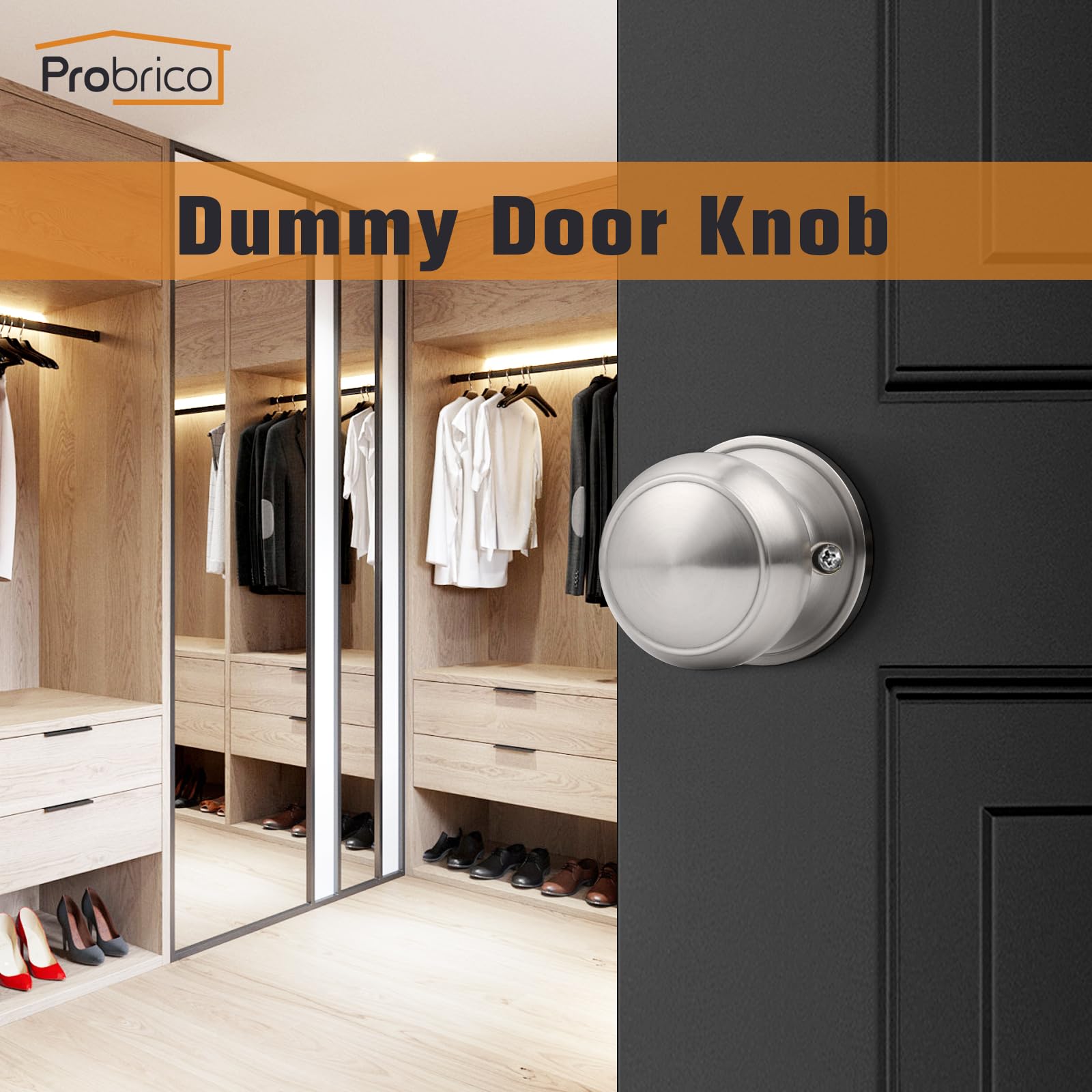 Brushed Nickel Dummy Door Knobs - 2 Pack -2