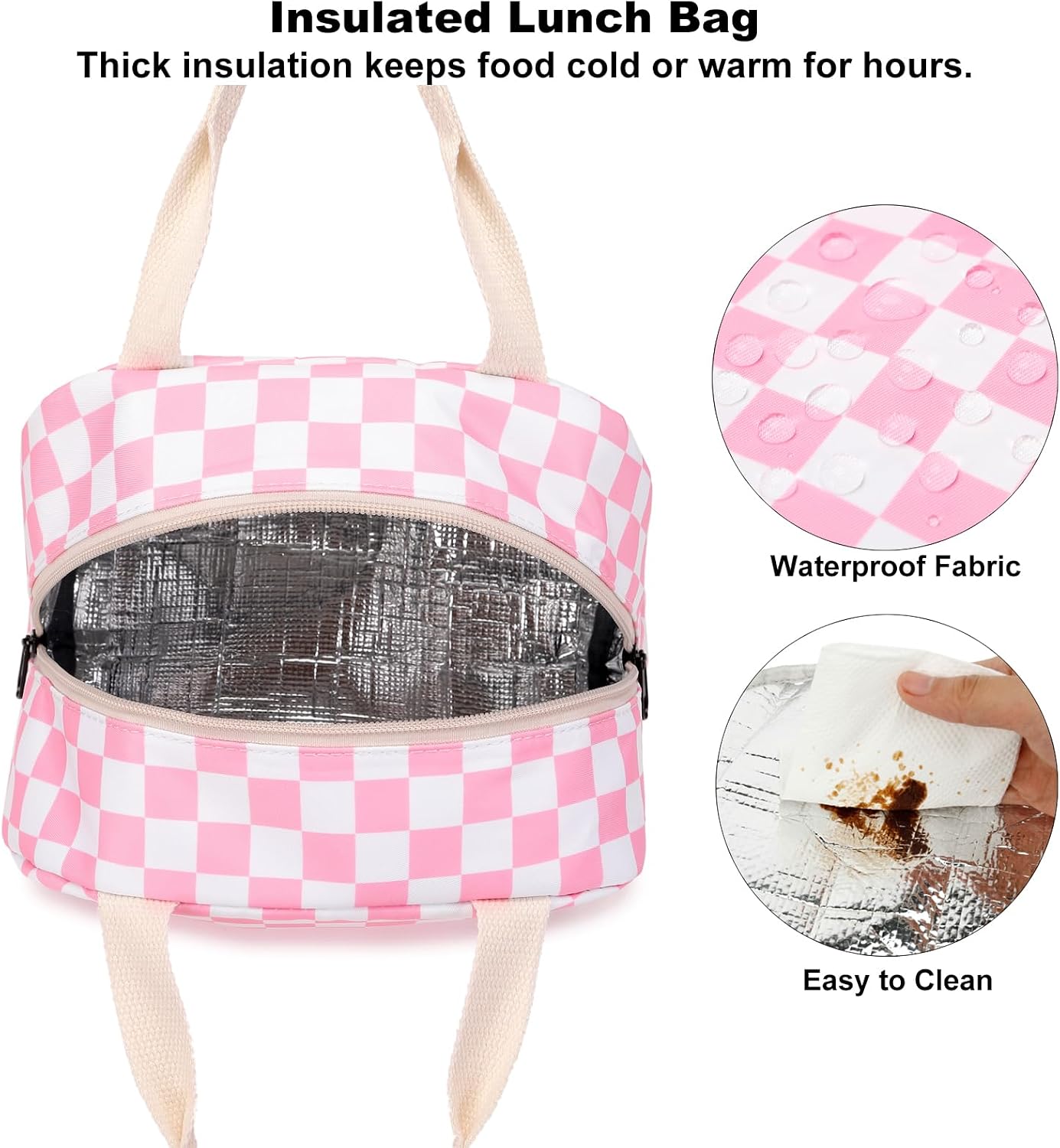 Checkered Lunch Bag Girls Women Cute