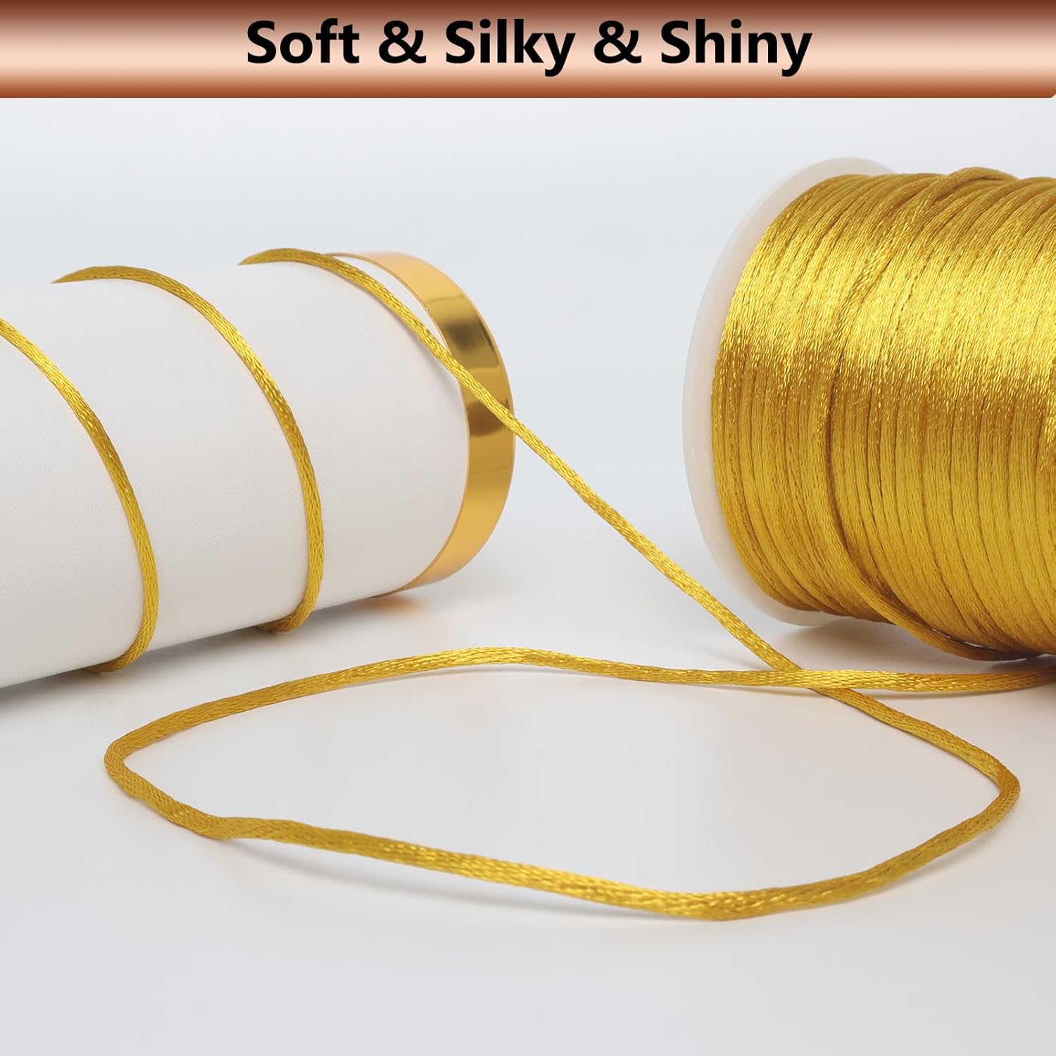 2 mm x 330 Feet Satin Nylon Cord, Silky Smooth Nylon String for Jewelry Making Bracelet Necklaces Beading Thread Rattail Macrame Kumihimo Chinese Knot Craft - Image 3