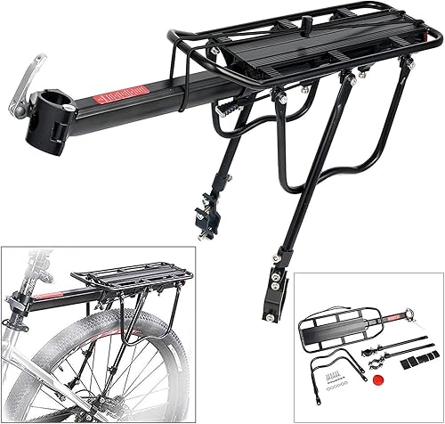 Miniatura 8 de Amarine Made Soporte trasero para bicicleta, capacidad de 110 libras, de aleación de aluminio o hierro, soporte trasero ajustable para bicicleta,