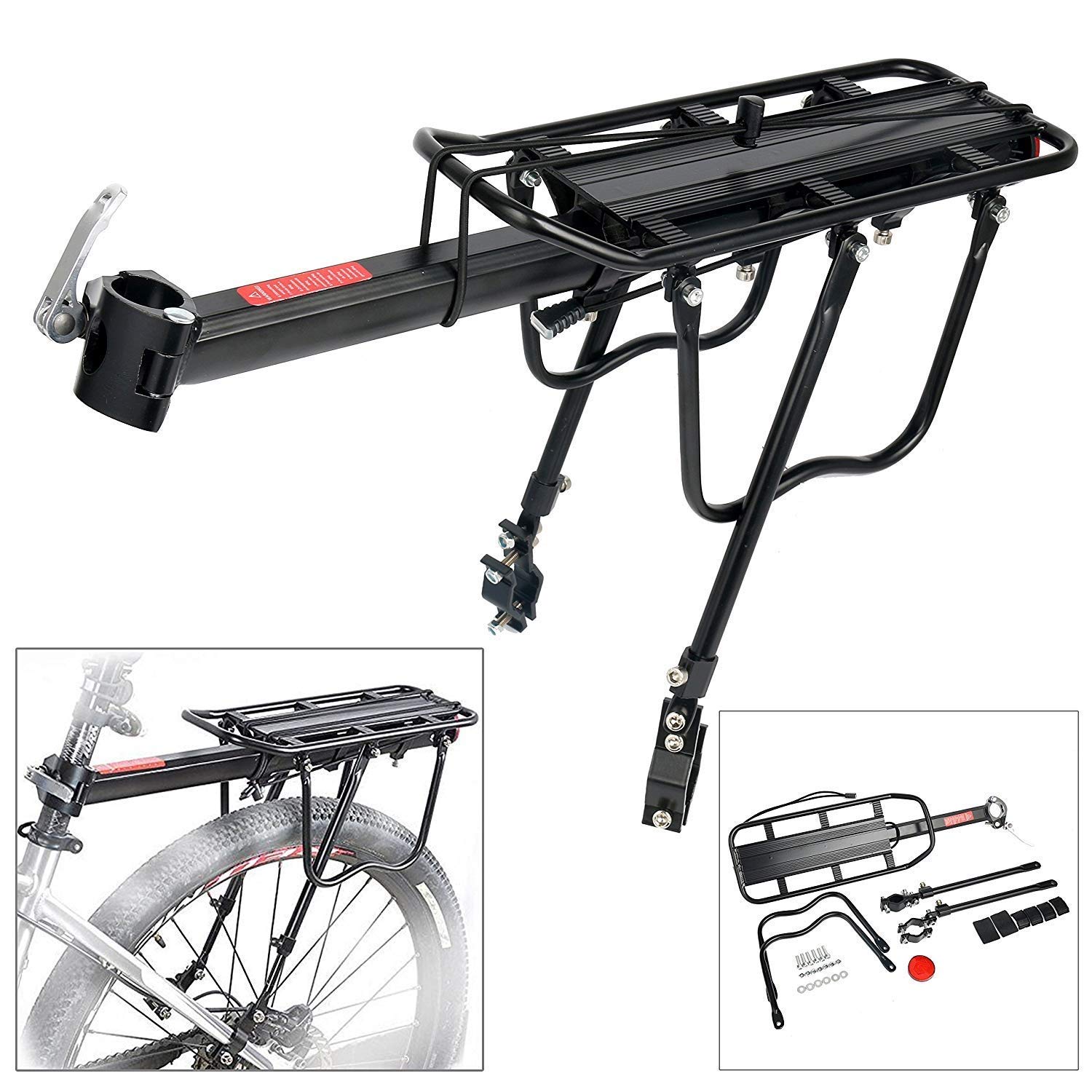 Amarine Made Fahrrad-Gepäckträger, 50 kg Kapazität, Aluminiumlegierung oder Eisen, Verstellbarer Gepäckträger, Schnellentriegelung, Fahrradträger