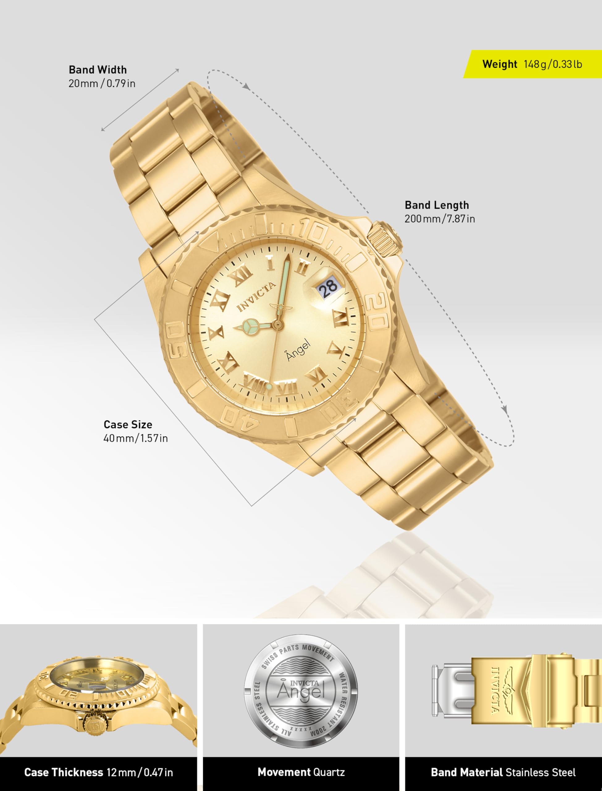 Invicta Women's INVICTA-14321 Angel Analog Display Swiss Quartz Gold Watch