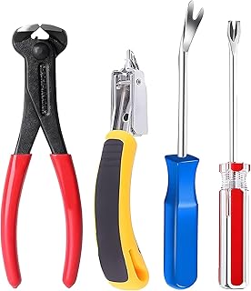 Construction and Upholstery Staple Remover Tack Puller Nail Remover Tool Set Nail Puller Plier, Staple Puller, Tack Lifter, Fastener Remover, for Furniture Floor Wall Wooden Case Car Photo