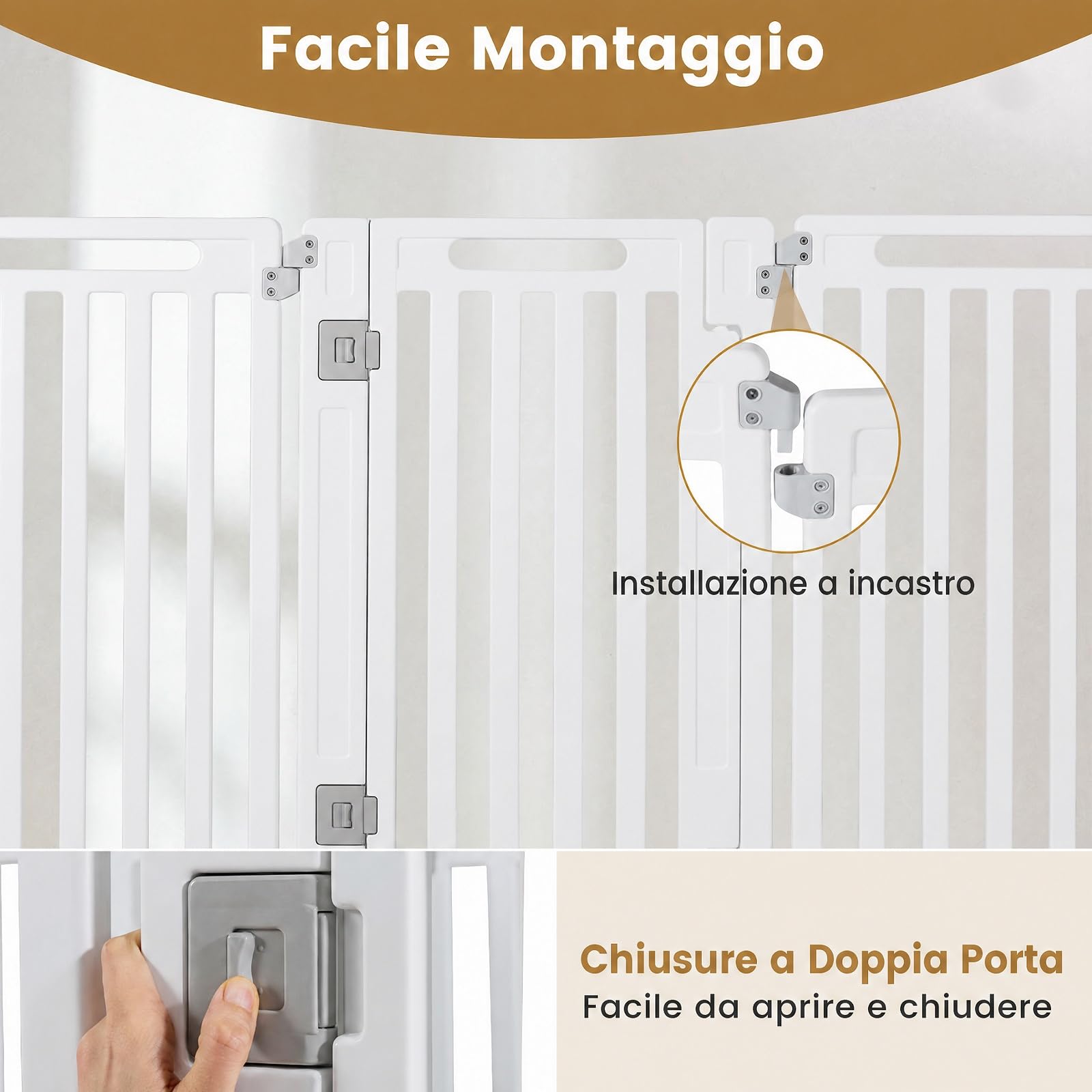 COSTWAY Recinto per Cani PortatileAlto 81cm, Bianco,8 Pannelli