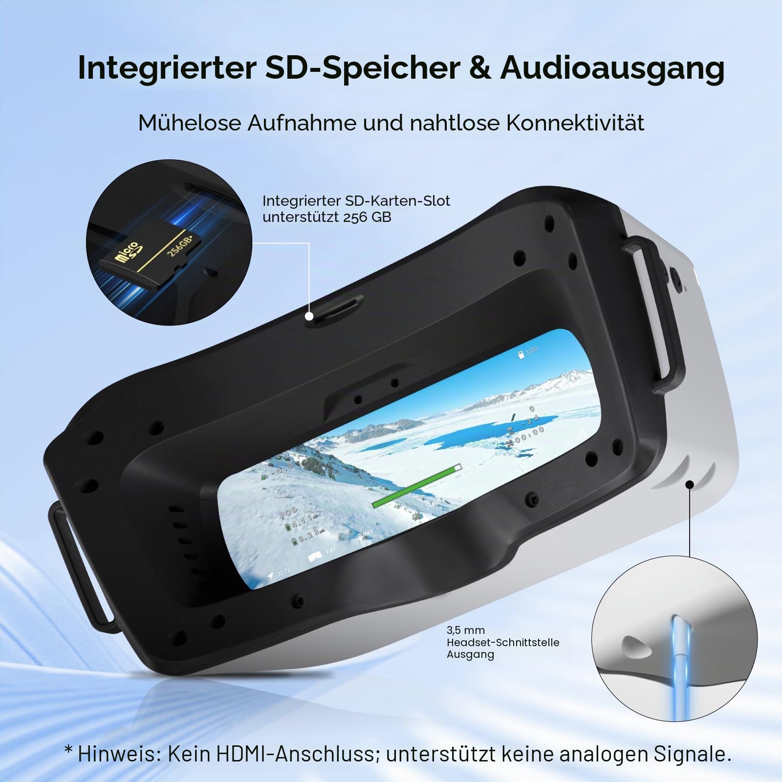 CADDXFPV Walksnail Avatar HD FPV-Brille - 1080P 4,5 Zoll Bildschirm, Kopfverfolgung, PPM-Signal & Micro SD Slot, kompatibel mit allen Walksnail VTX Kits