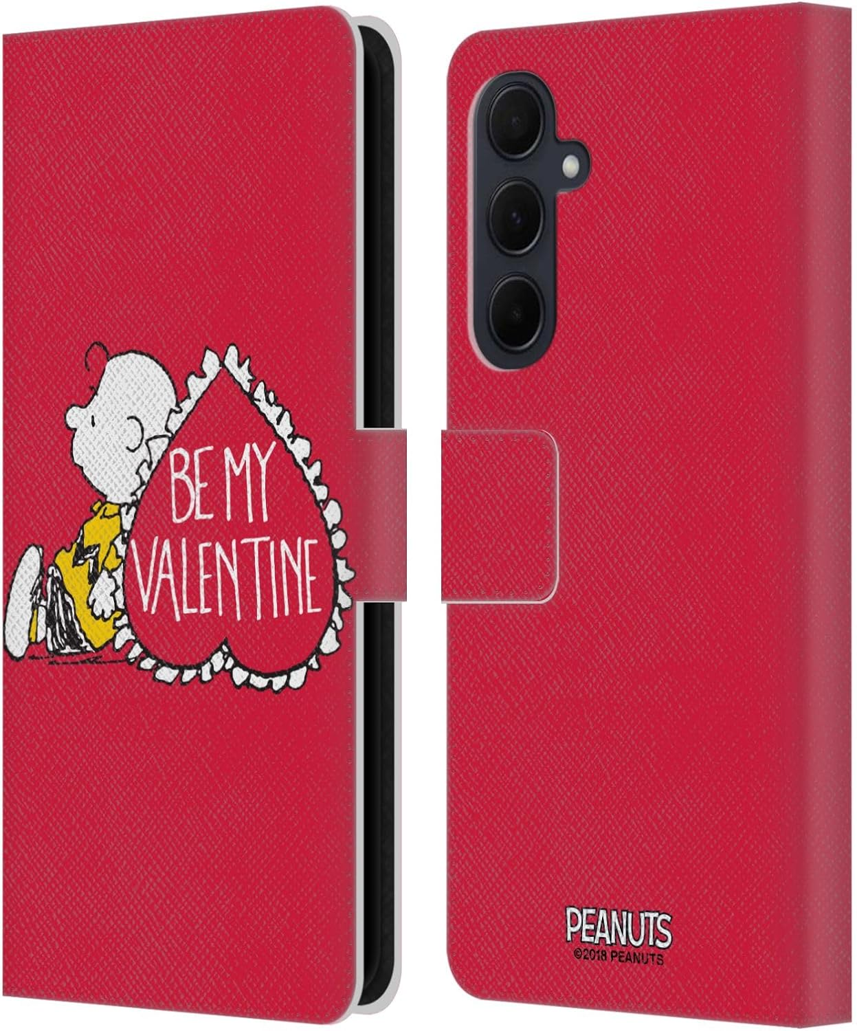 Head Case Designs Officially Licensed Peanuts Charlie Brown Valentine Sealed with A Kiss Leather Wallet Case Compatible with Samsung Galaxy A35 5G