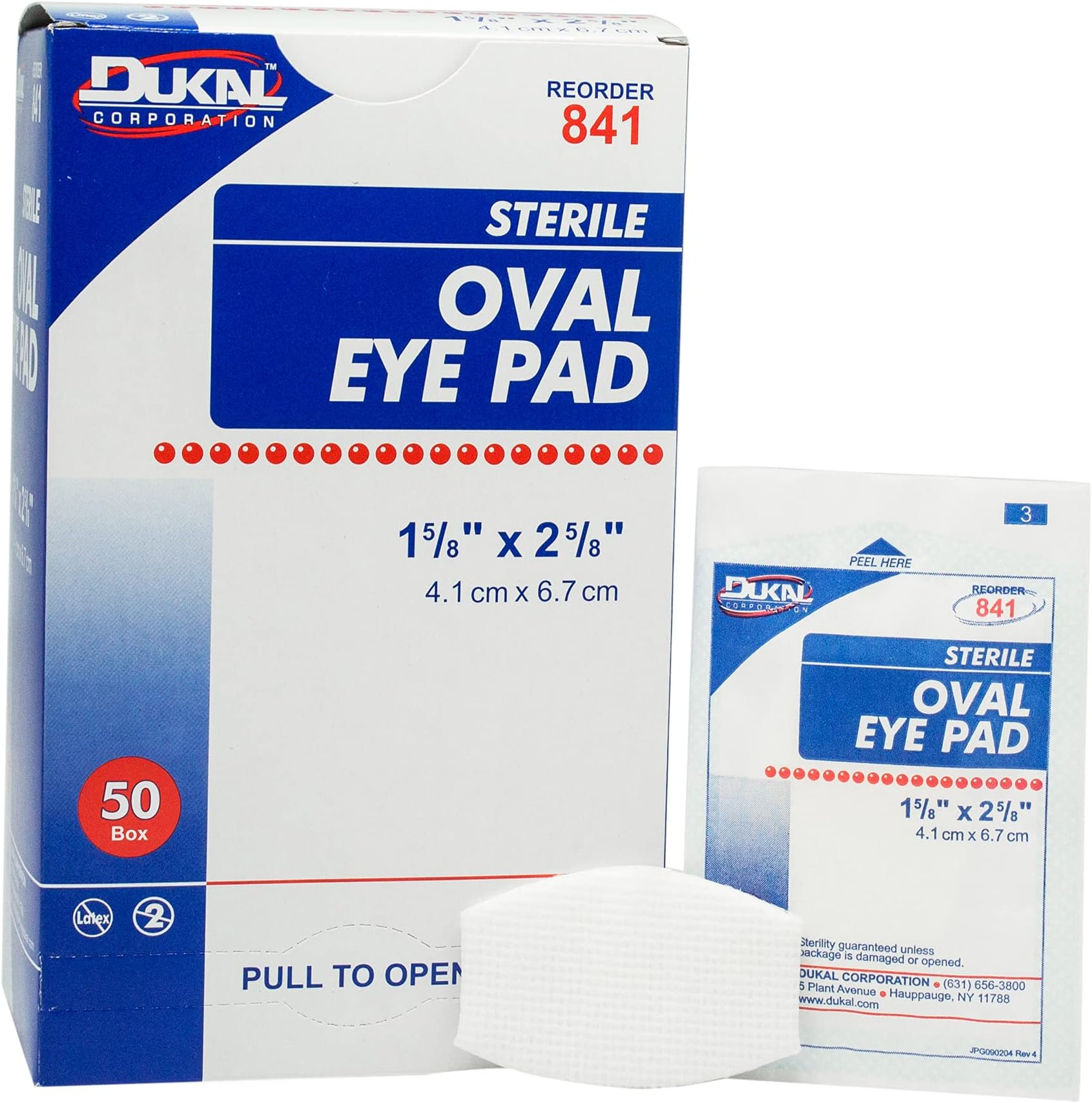 Dukal 841 Oval Eye Cotton Pads 1 5/8 in. x 2 5/8. in. (Box of 50)