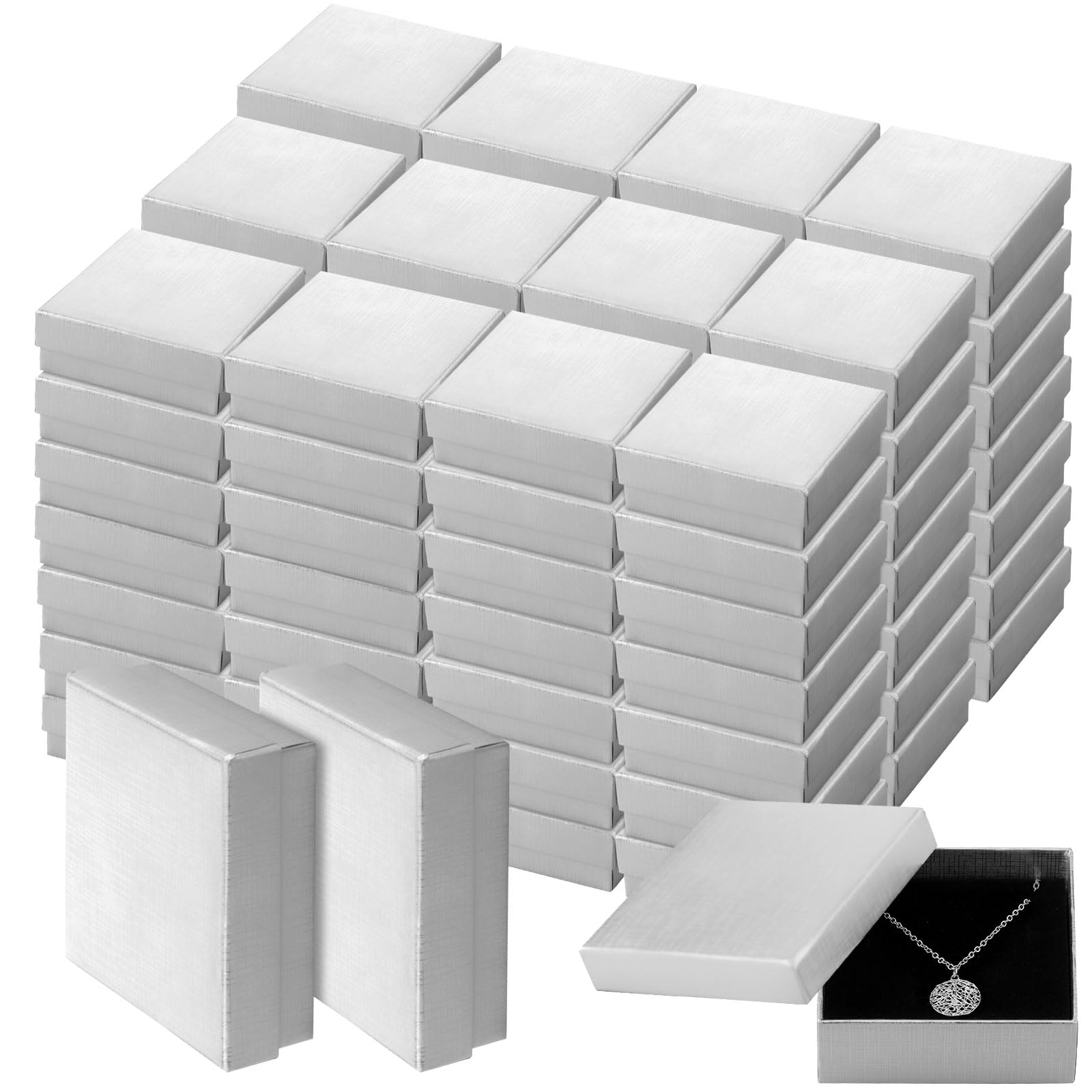 Tenceur 100 Pcs Jewelry Gift Boxes Bulk Kraft Jewelry Cardboard Boxes for Necklace Earring Bracelet Storage Package Display
