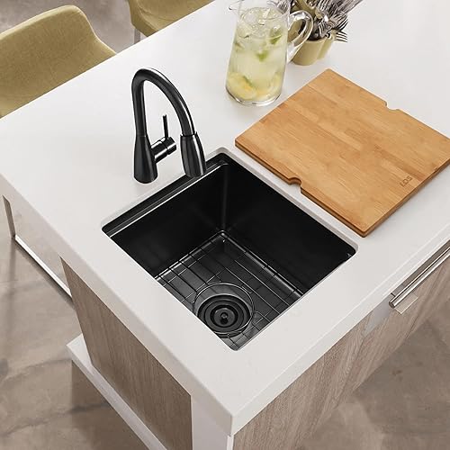 Miniatura 89 de LQS Fregadero de cocina negro de 33 x 22 pulgadas, fregadero de cocina desplegable de 33 x 22 pulgadas, fregadero de acero inoxidable calibre 16